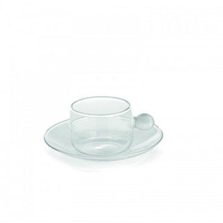 Zafferano Bilia glass Coffee cup with small plate Zafferano White - Buy now on ShopDecor - Discover the best products by ZAFFERANO design