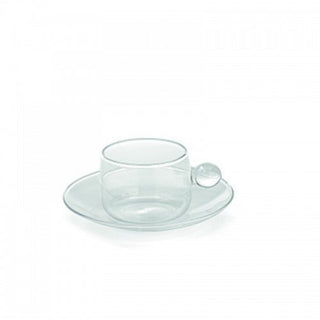 Zafferano Bilia glass Coffee cup with small plate Transparent - Buy now on ShopDecor - Discover the best products by ZAFFERANO design