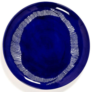 Serax Feast dinner plate diam. 26.5 cm. lapis lazuli swirl - stripes white - Buy now on ShopDecor - Discover the best products by SERAX design